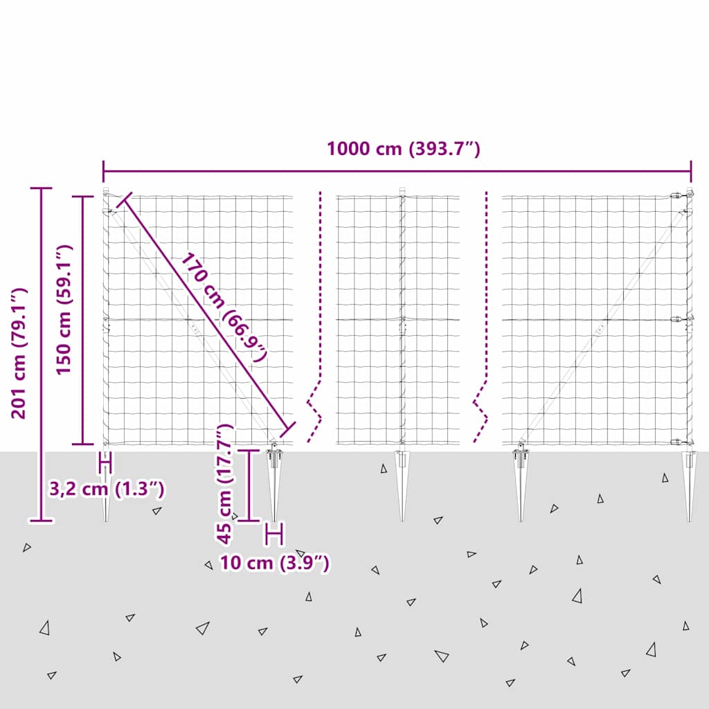 Ograda s postovima Srebrno 1,5 x 10 m Čelik