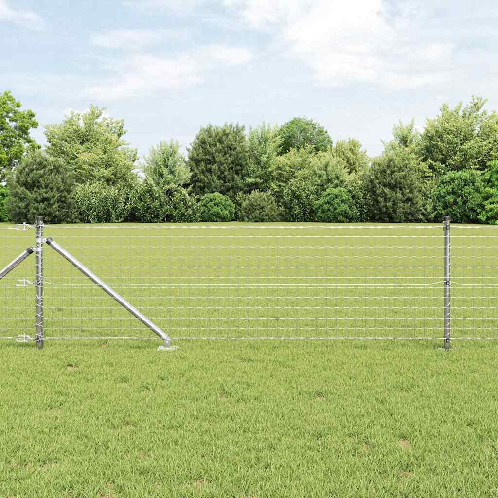 Ograda s postovima Srebrno 0,6 x 25 m Čelik