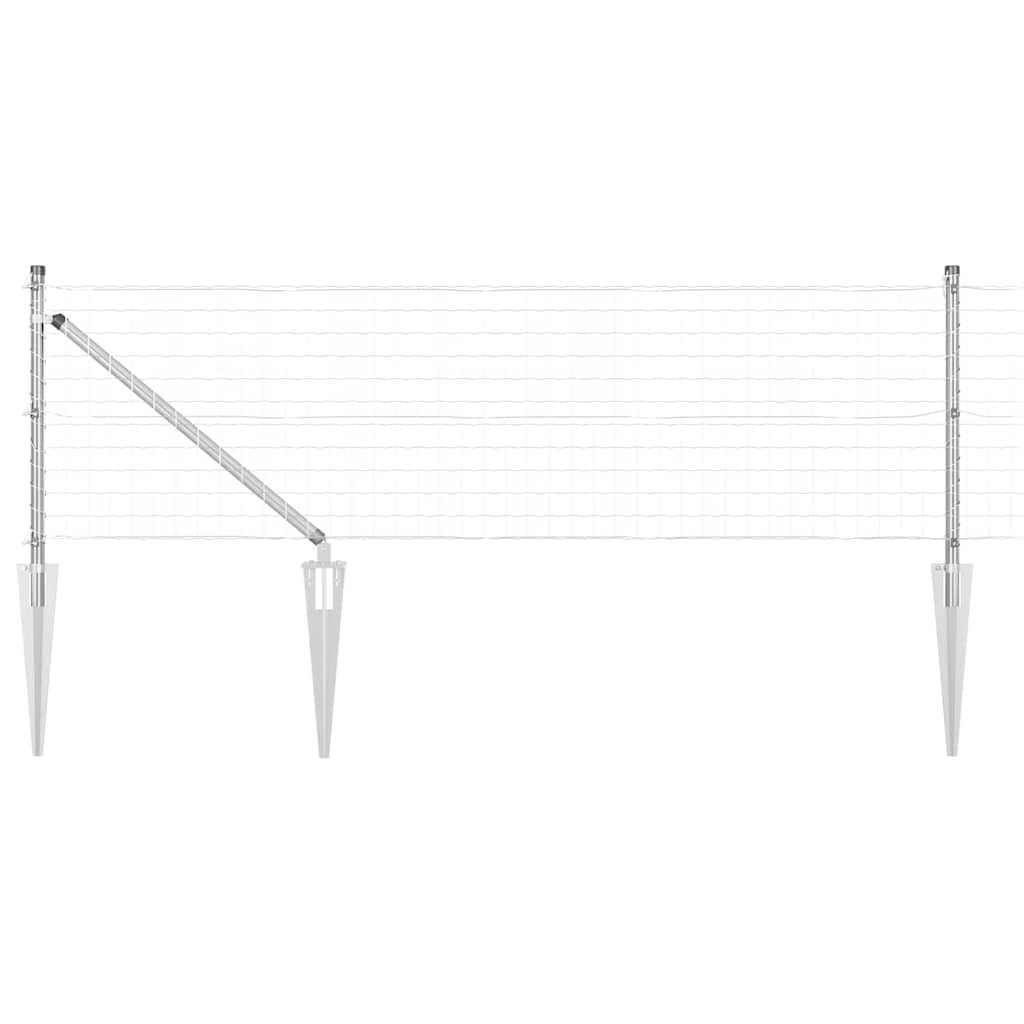 Ograda s postovima Srebrno 0,6 x 25 m Čelik