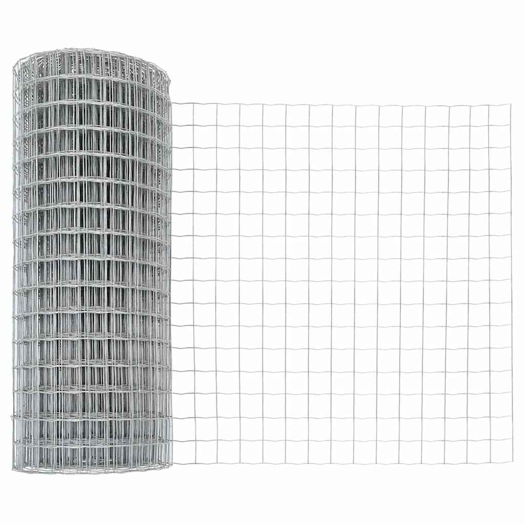 Ograda s postovima Srebrno 0,6 x 25 m Čelik