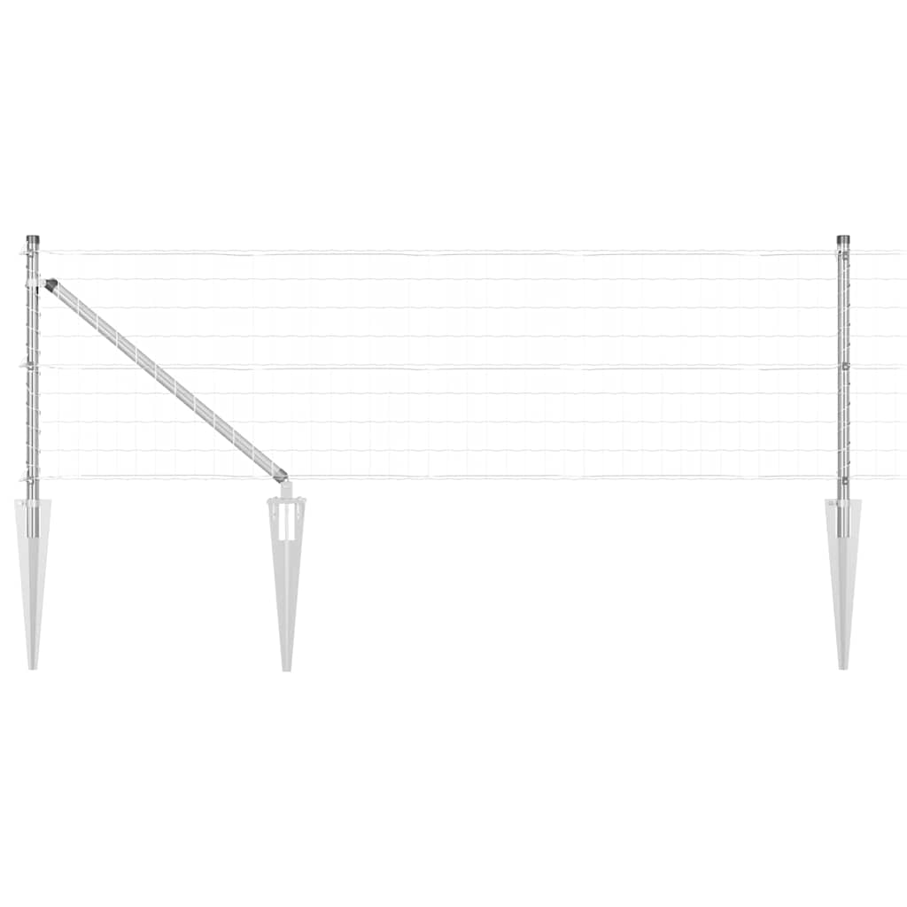 Ograda s postovima Srebrno 0,6 x 25 m Čelik