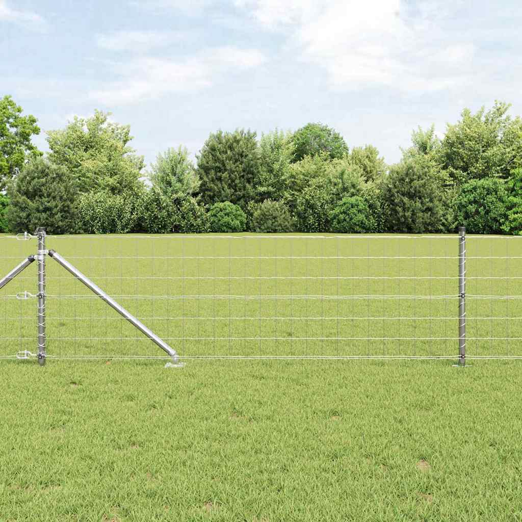 Ograda s postovima Srebrno 0,6 x 25 m Čelik