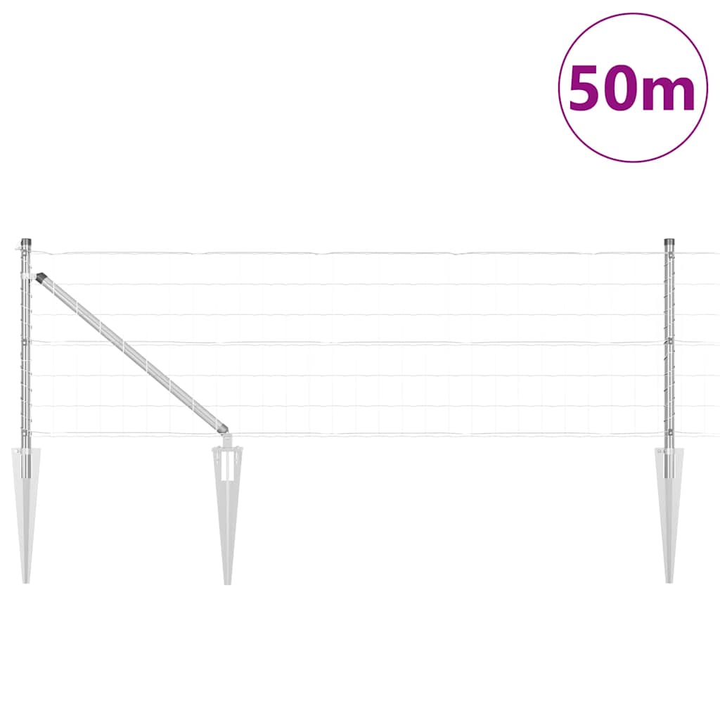 Ograda s postovima Srebrno 0,6 x 50 m Čelik