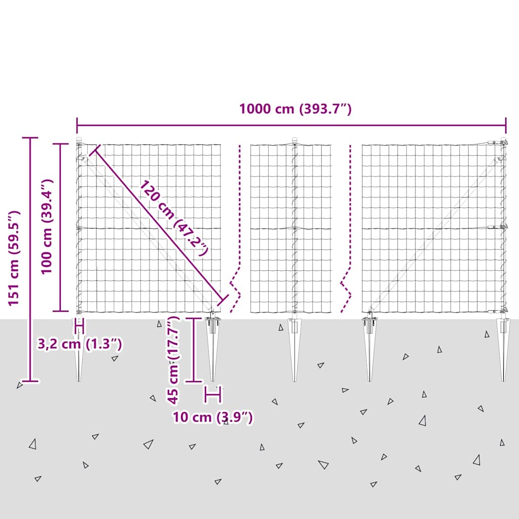 Zavareno žičano ograđivanje s bodljama 10 x 1 m (Š x V)