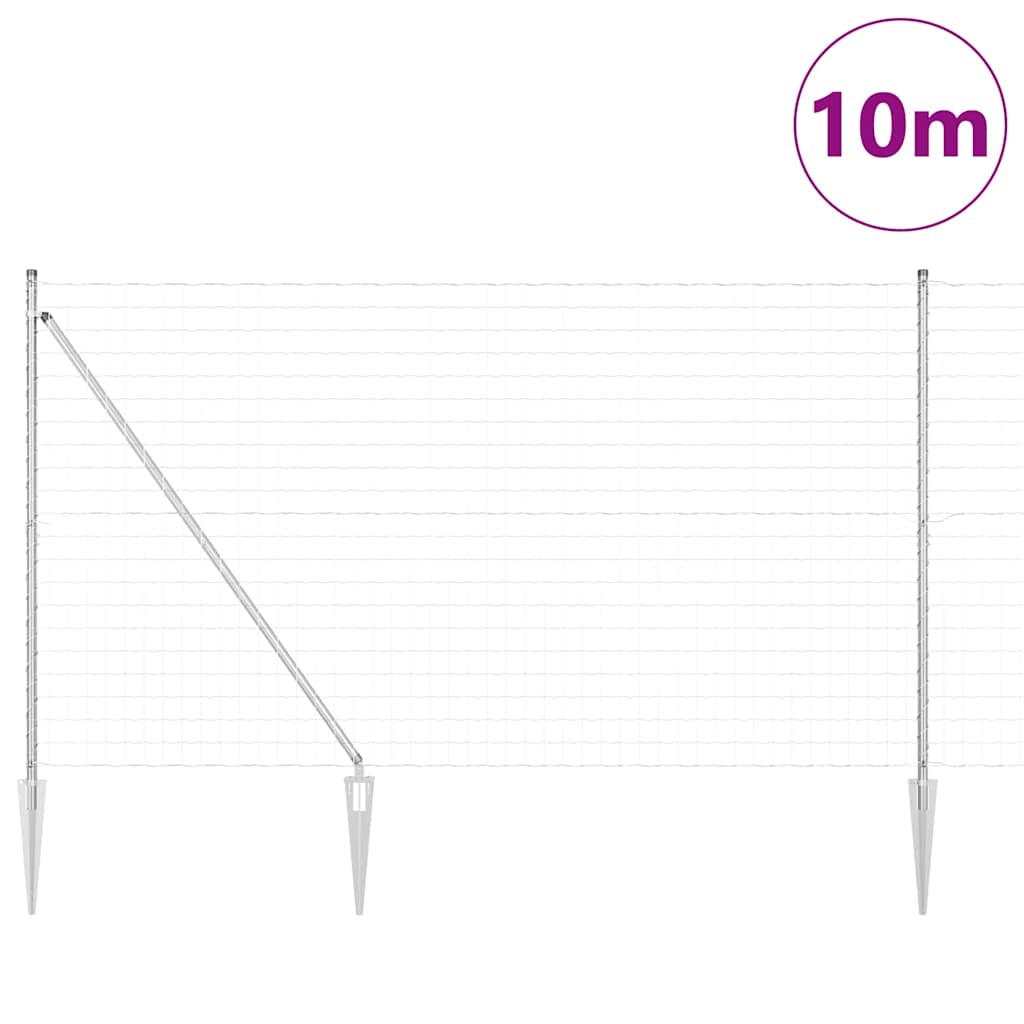 Ograda s postovima Srebrno 1,5 x 10 m Čelik