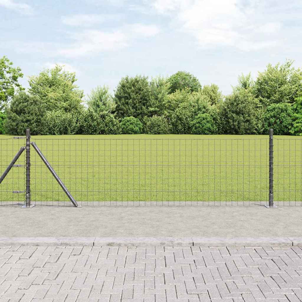 Ograda s postovima Siva 0,4 x 50 m Čelik i PVC