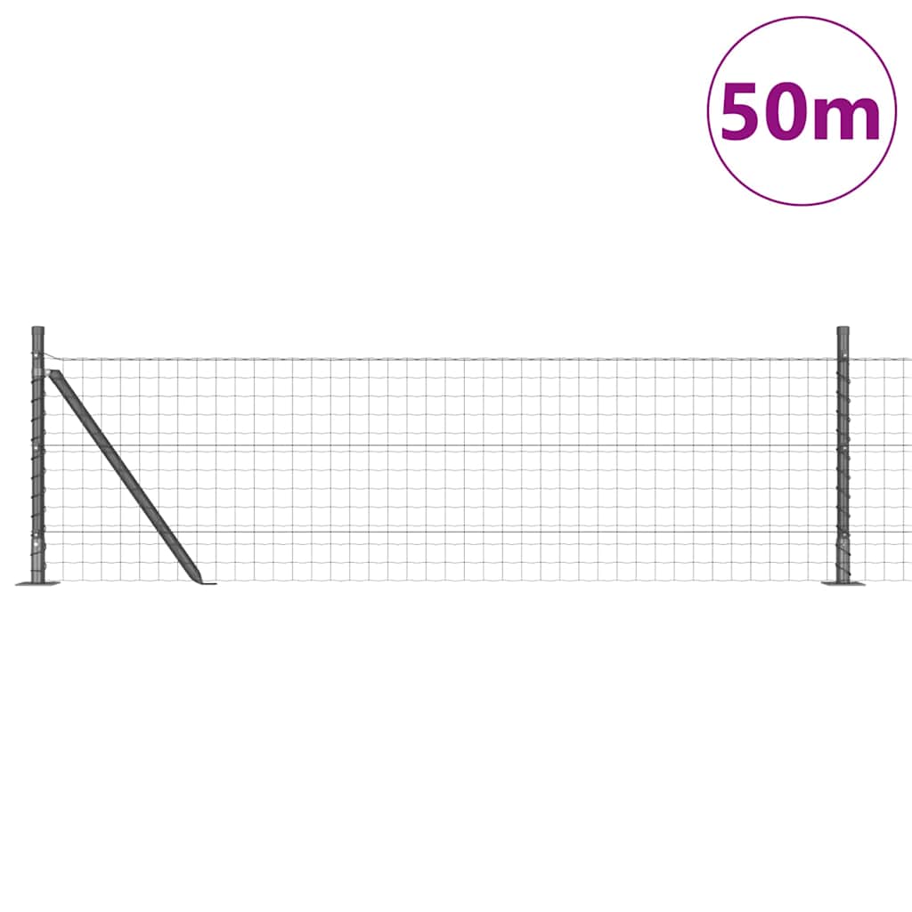 Ograda s postovima Siva 0,6 x 50 m Čelik i PVC