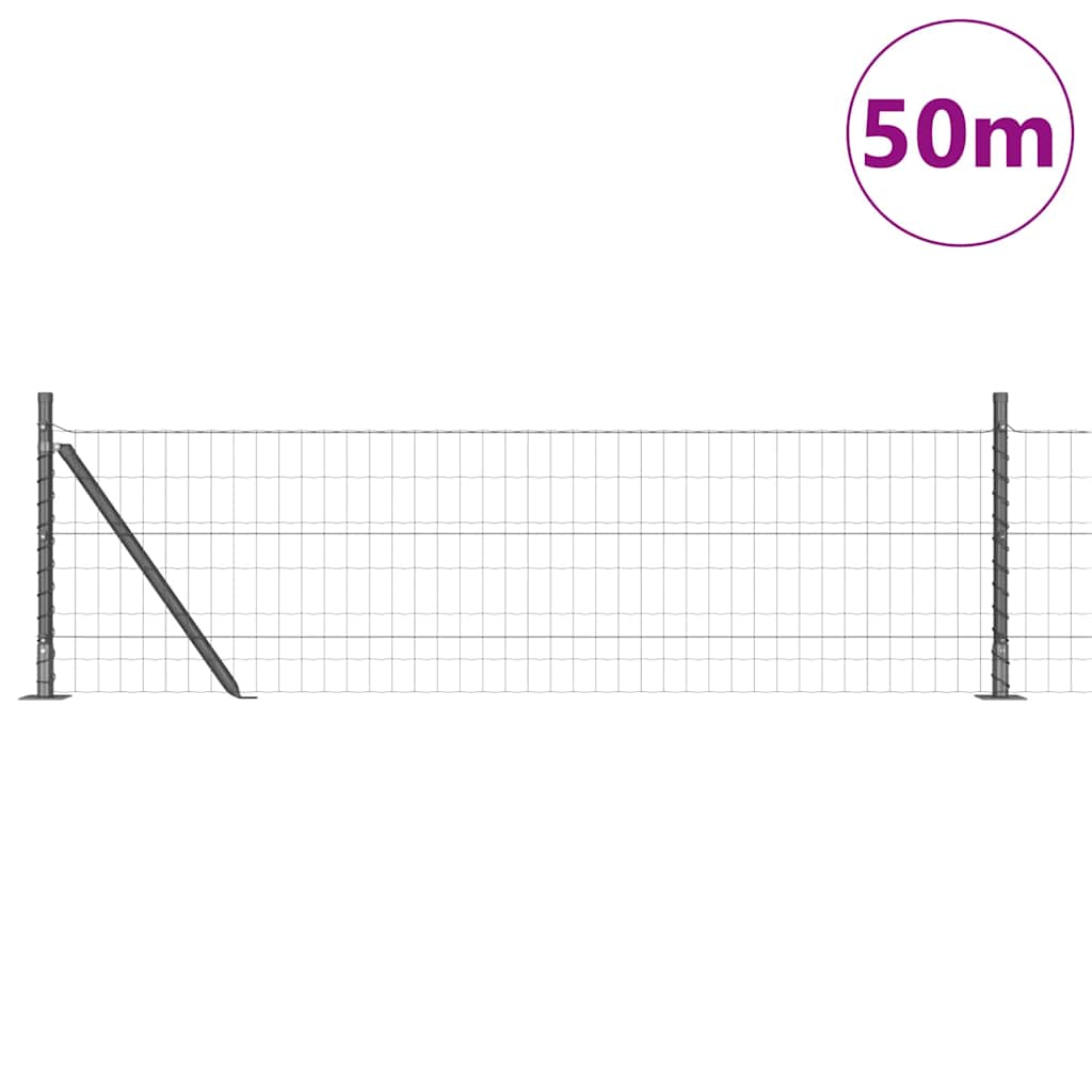 Ograda s postovima Siva 0,4 x 50 m Čelik i PVC