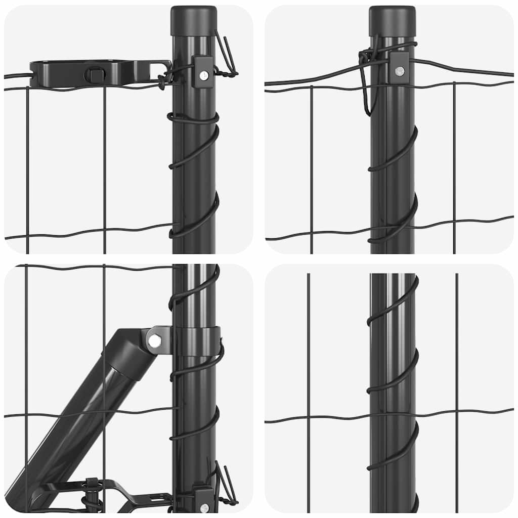 Ograda s postovima Siva 0,6 x 50 m Čelik i PVC