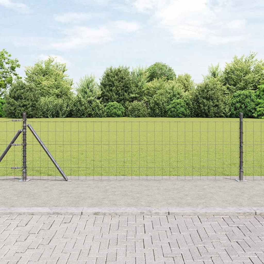 Ograda s postovima Siva 0,6 x 50 m Čelik i PVC