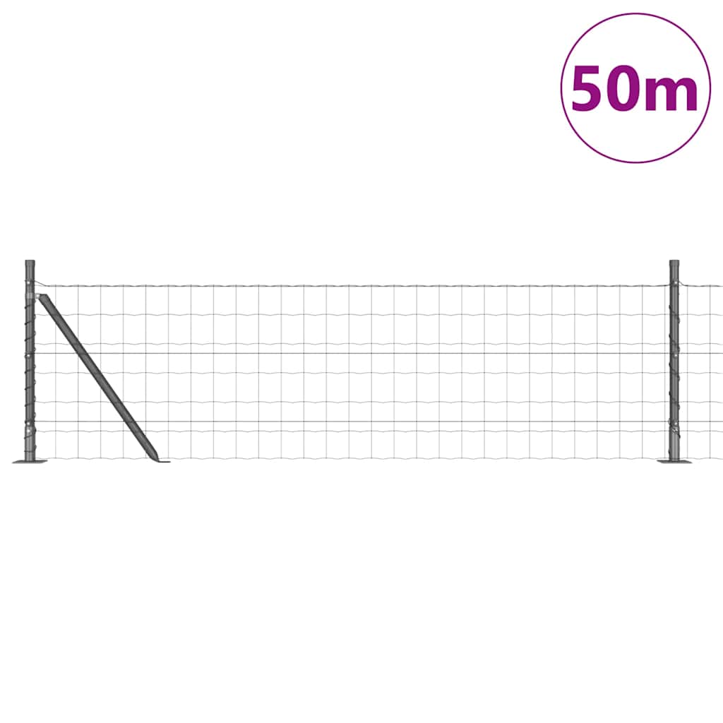 Ograda s postovima Siva 0,6 x 50 m Čelik i PVC