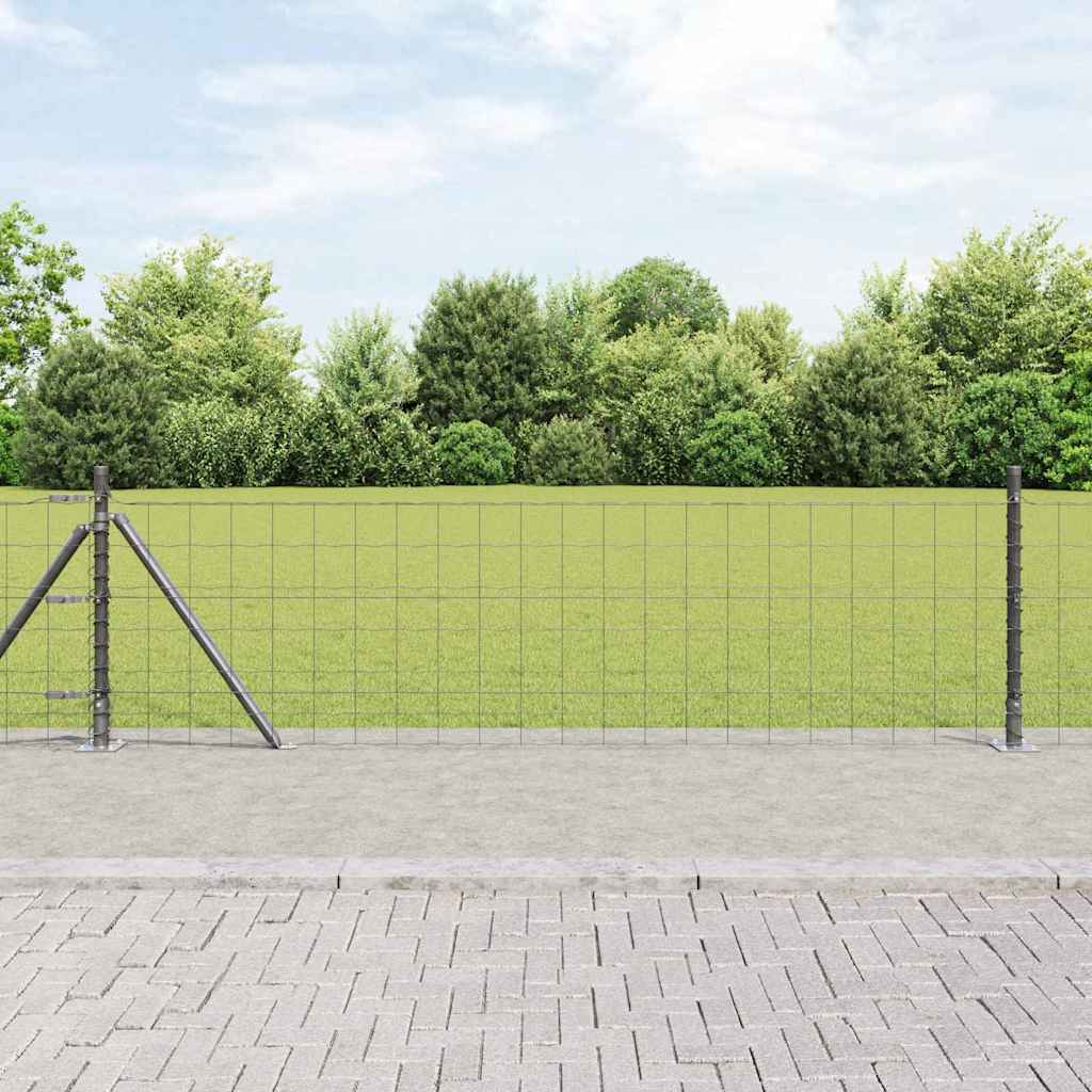 Ograda s postovima Siva 0,4 x 50 m Čelik i PVC