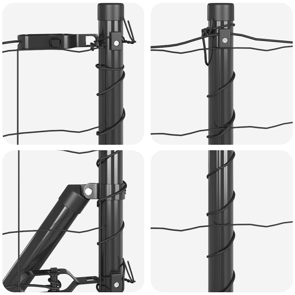 Ograda s postovima Siva 0,6 x 50 m Čelik i PVC