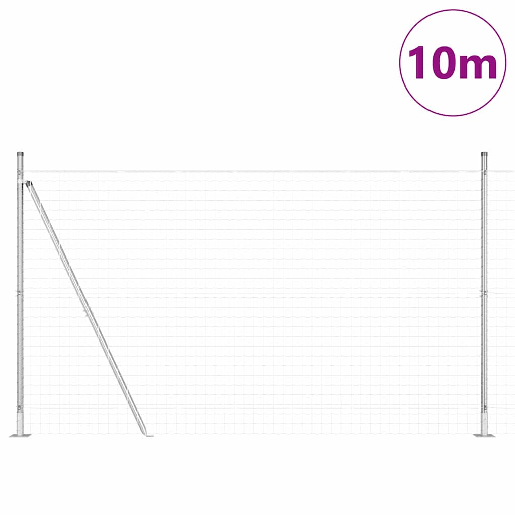 Ograda s postovima Srebrno 1,5 x 10 m Čelik