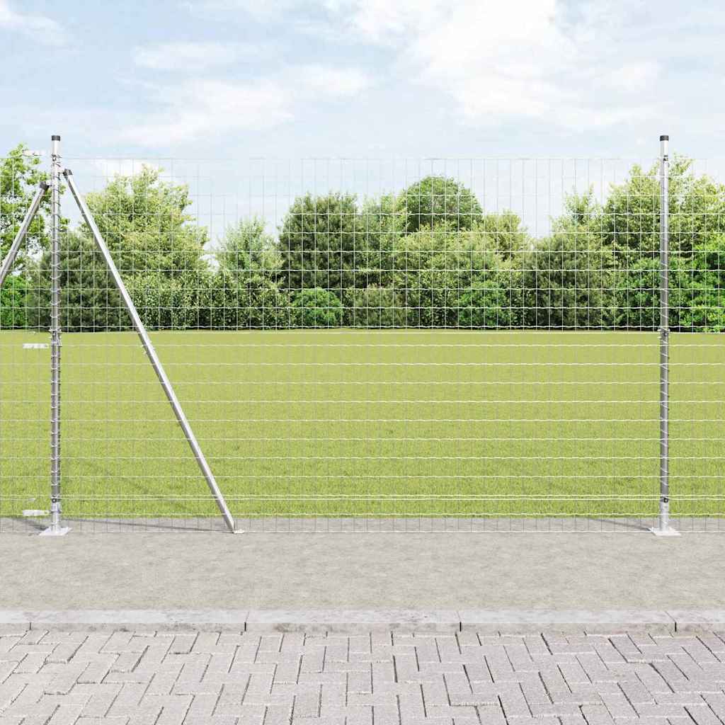 Ograda s postovima Srebrno 1,5 x 10 m Čelik