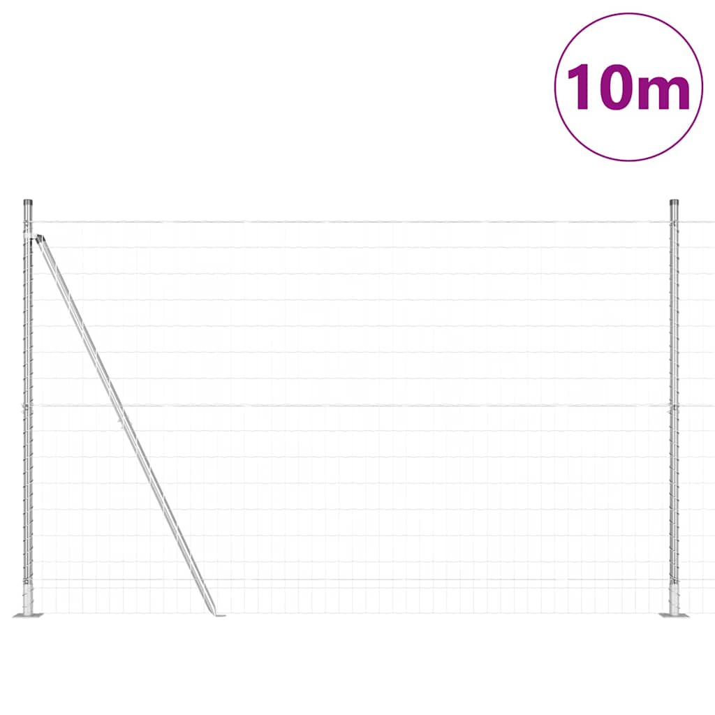Ograda s postovima Srebrno 1,5 x 10 m Čelik