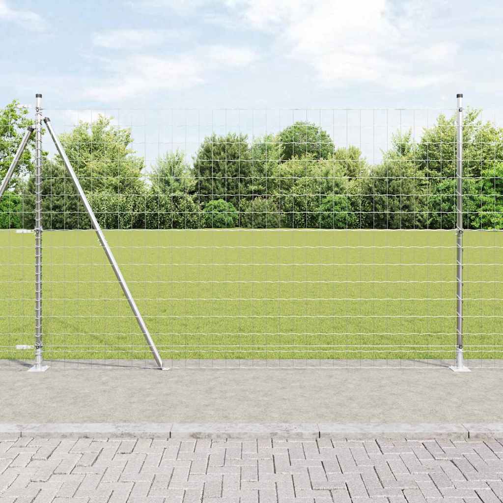 Ograda s postovima Srebrno 1,5 x 10 m Čelik