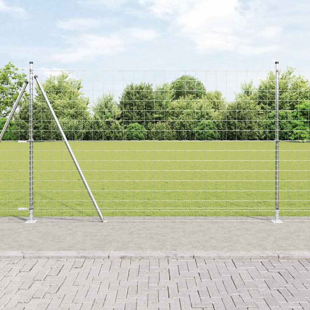 Ograda s postovima Srebrno 1,5 x 10 m Čelik