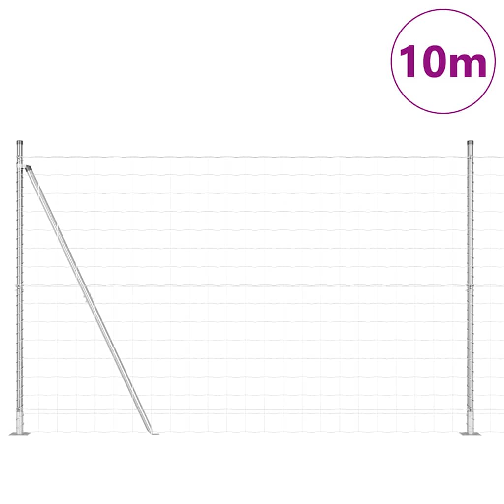 Ograda s postovima Srebrno 1,5 x 10 m Čelik