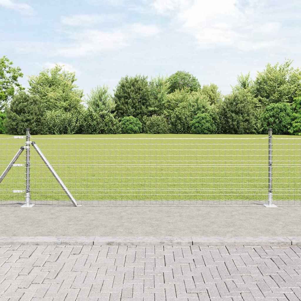 Ograda s postovima Srebrno 0,6 x 25 m Čelik