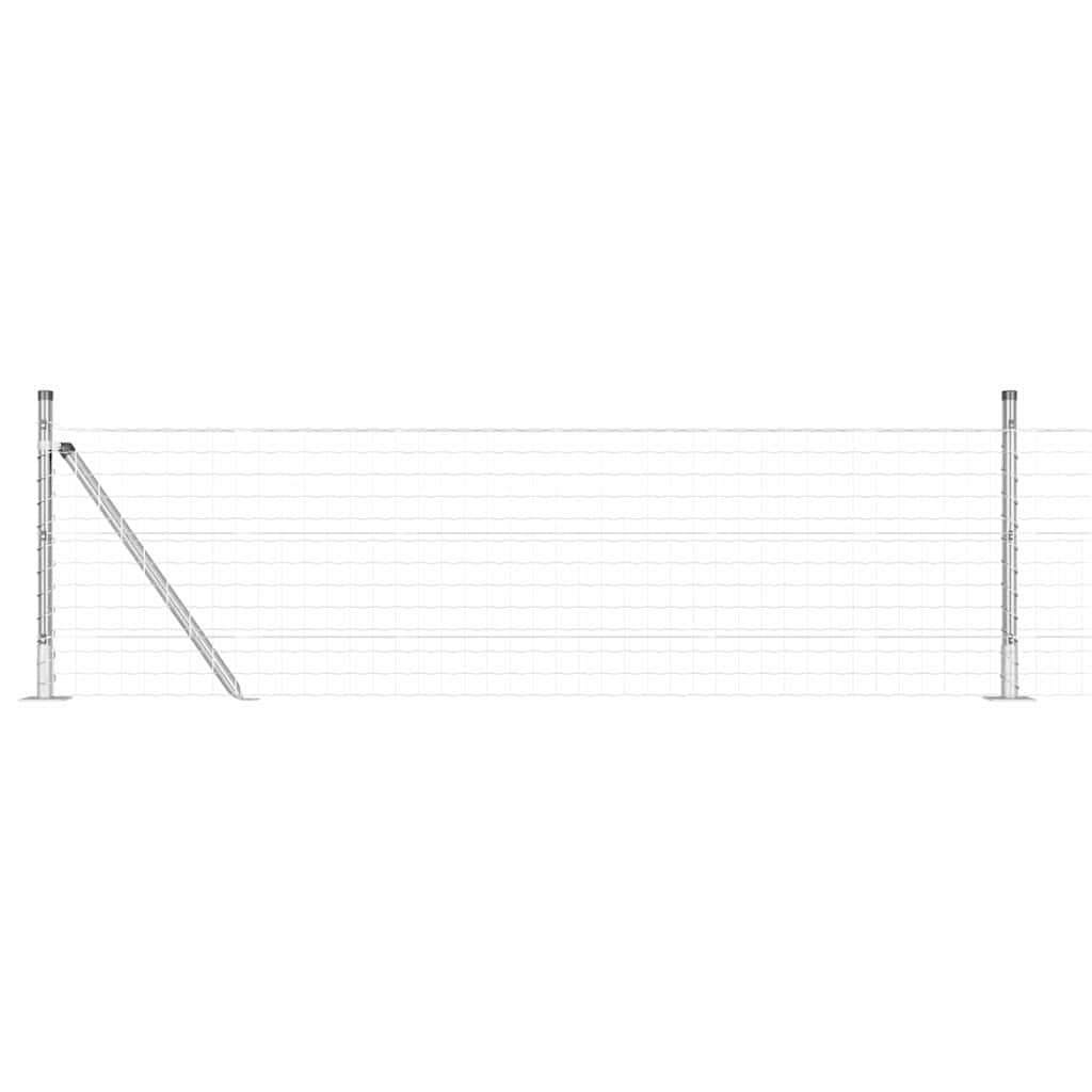 Ograda s postovima Srebrno 0,6 x 25 m Čelik