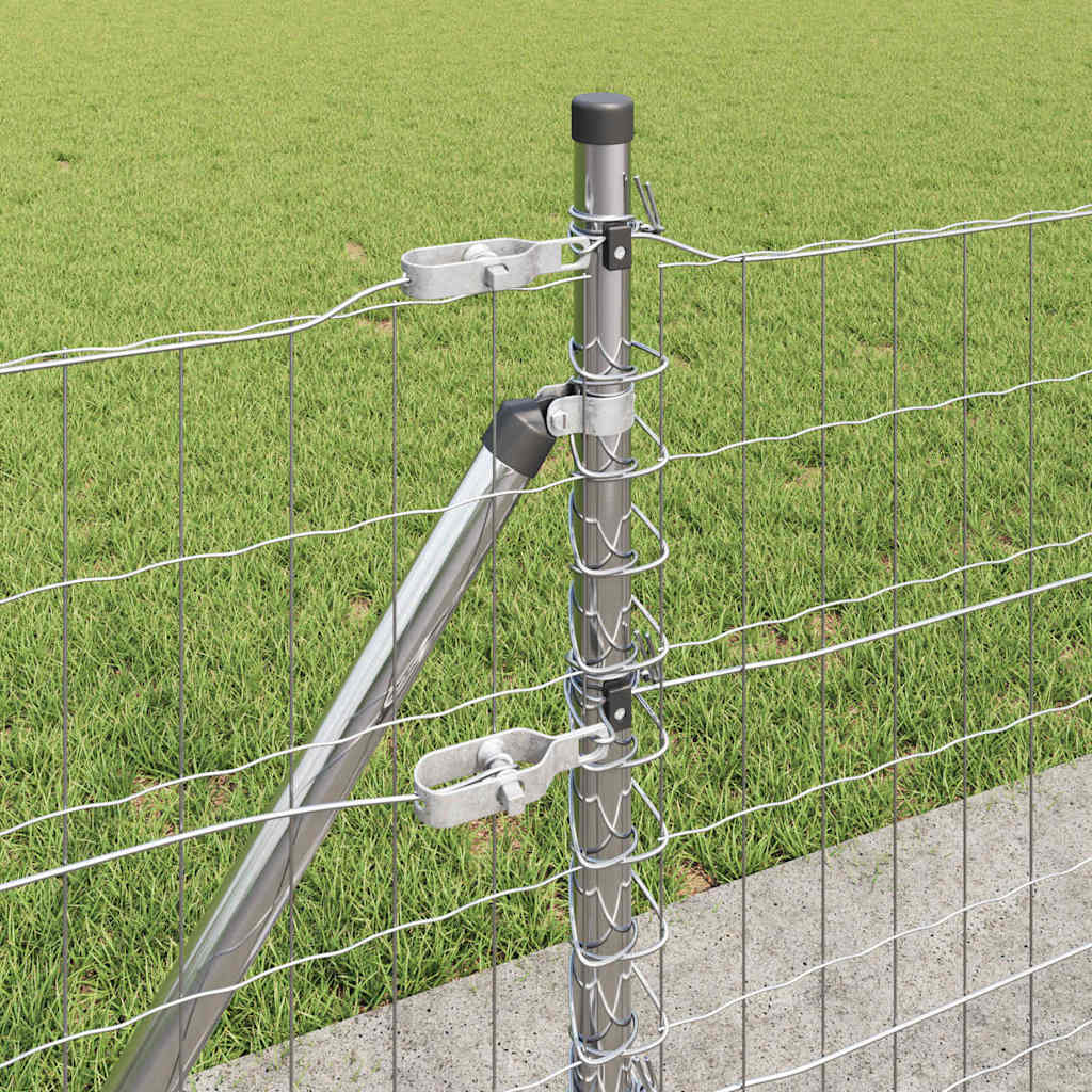 Ograda s postovima Srebrno 0,6 x 25 m Čelik