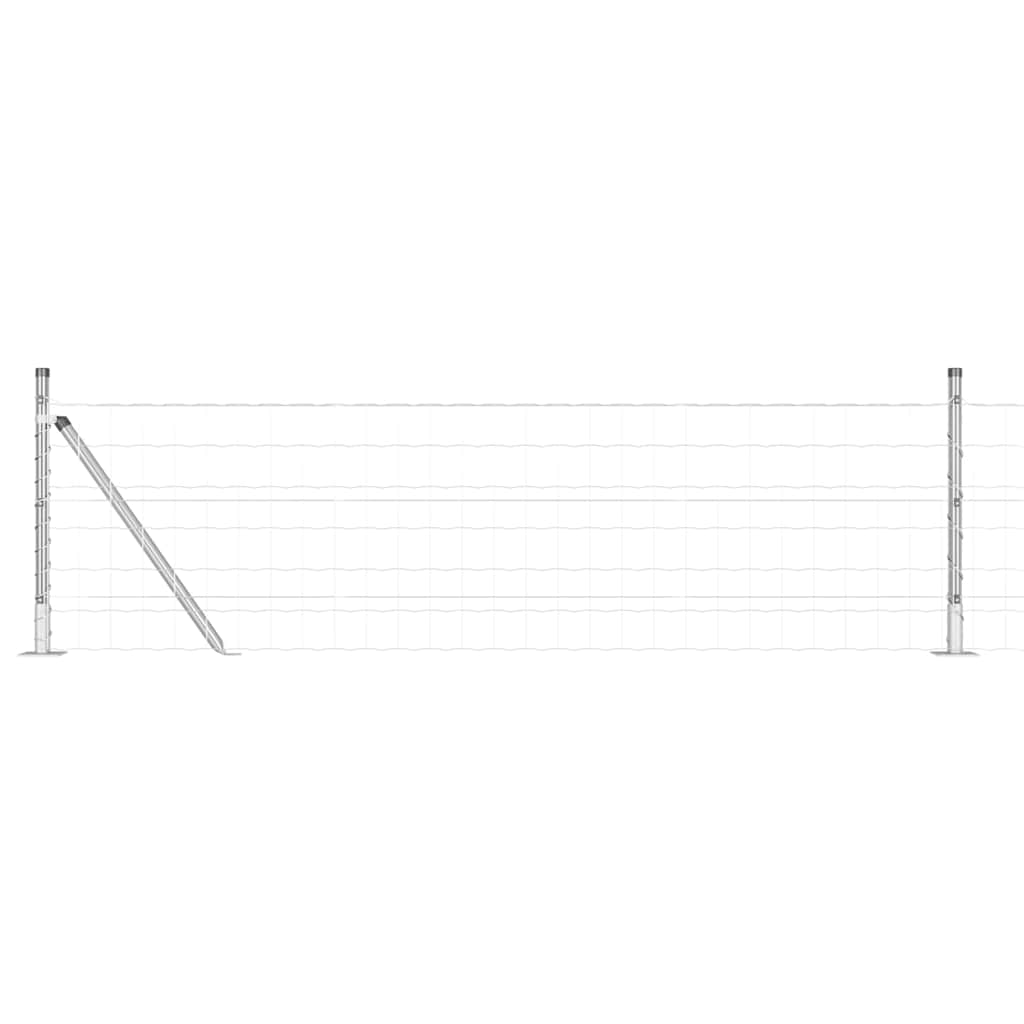 Ograda s postovima Srebrno 0,6 x 25 m Čelik