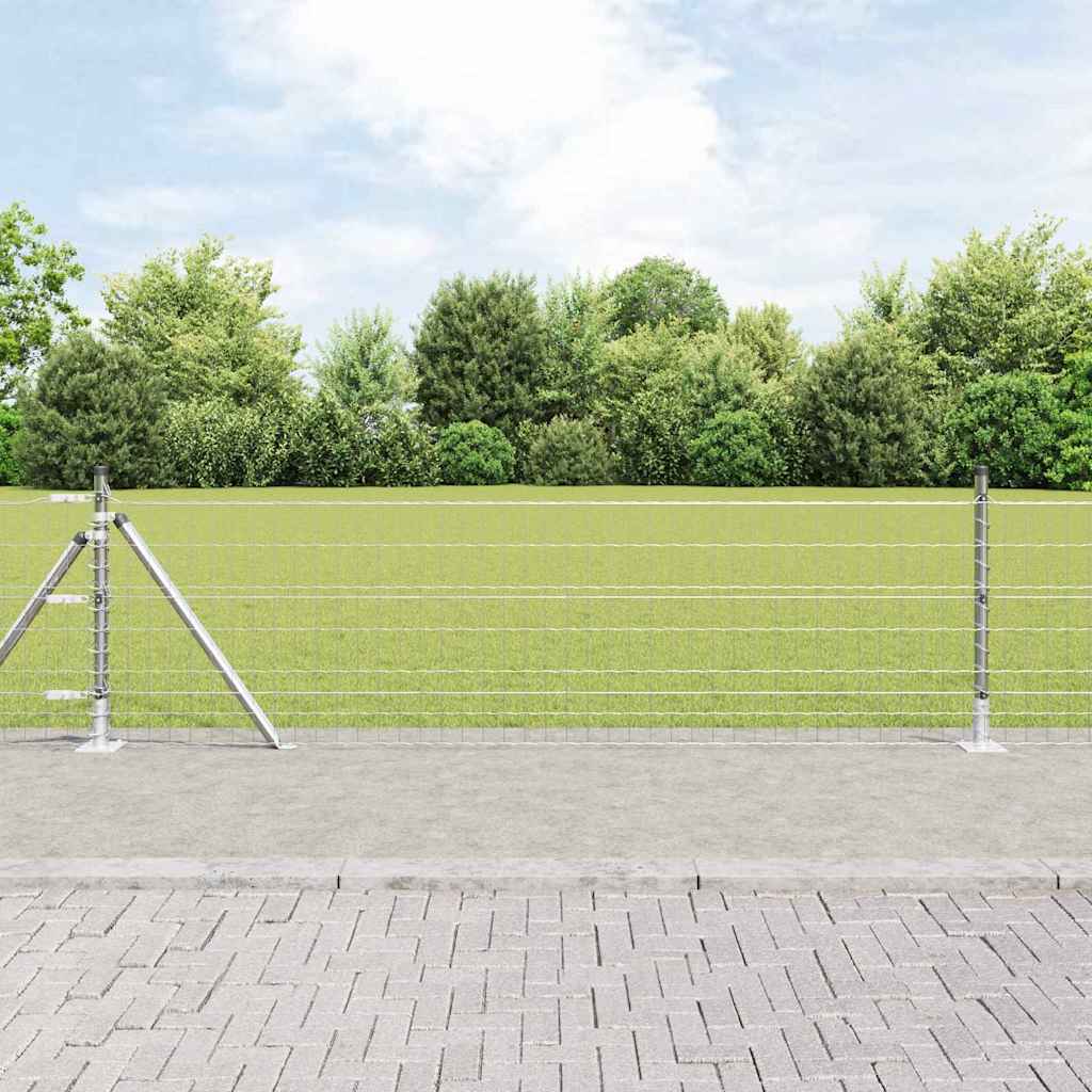 Ograda s postovima Srebrno 0,6 x 50 m Čelik