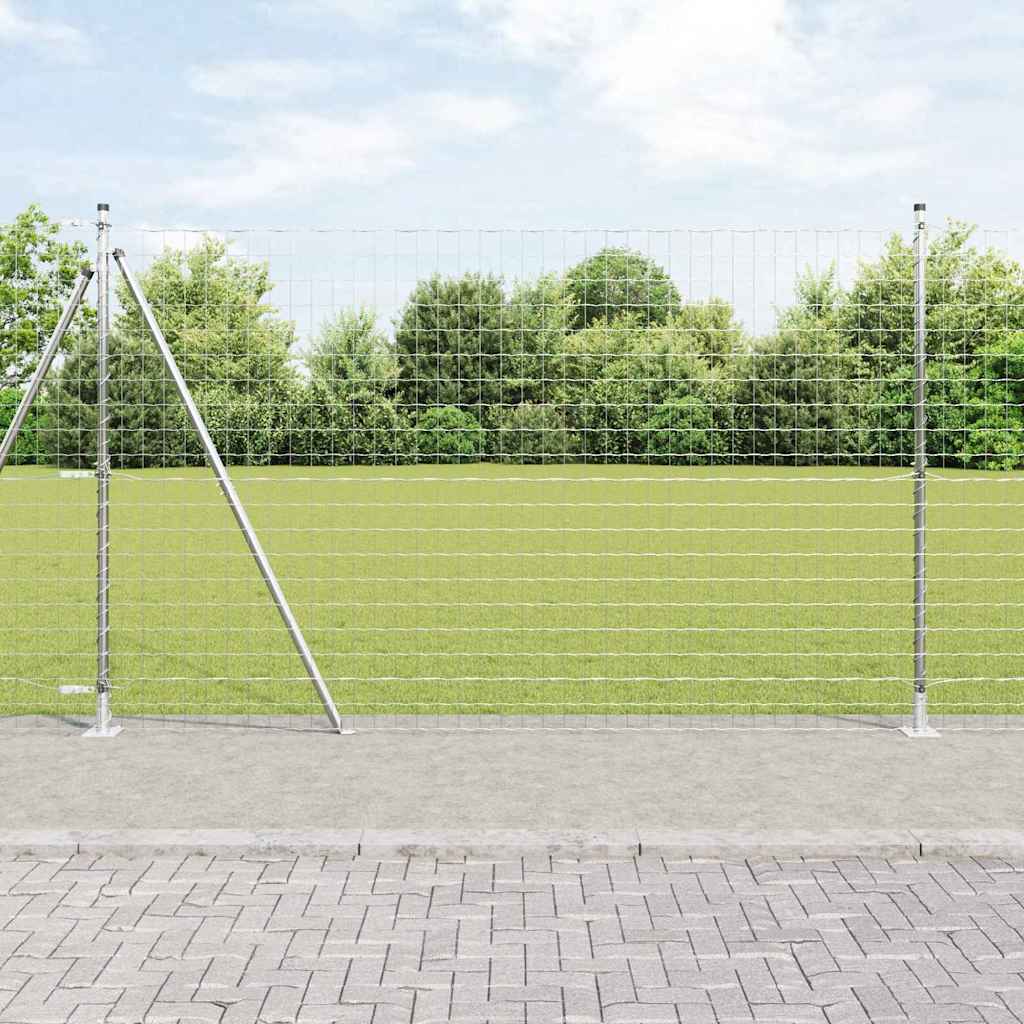 Ograda s postovima Srebrno 1,5 x 10 m Čelik