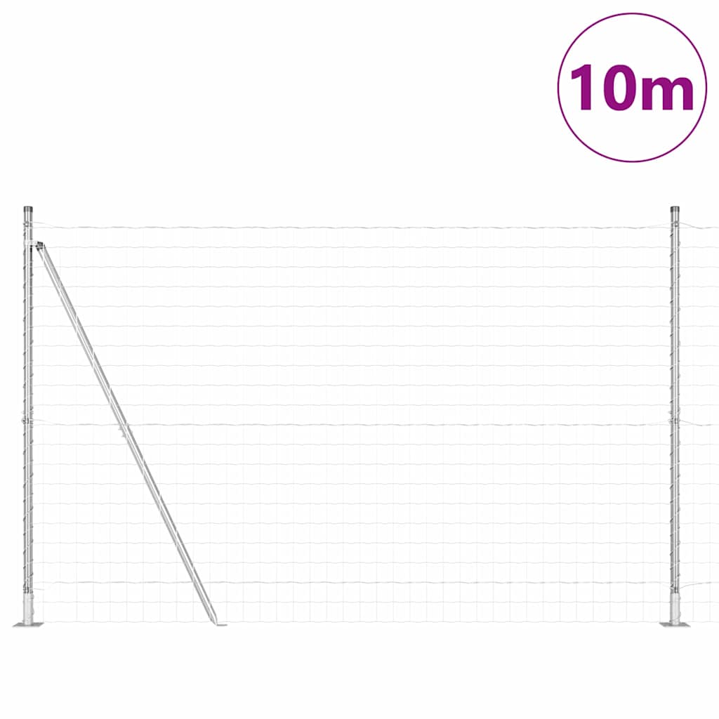Ograda s postovima Srebrno 1,5 x 10 m Čelik