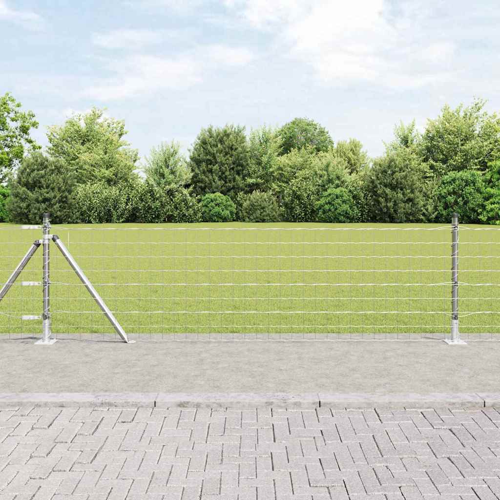 Ograda s postovima Srebrno 0,6 x 25 m Čelik
