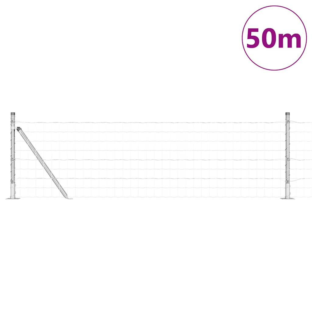 Ograda s postovima Srebrno 0,6 x 50 m Čelik