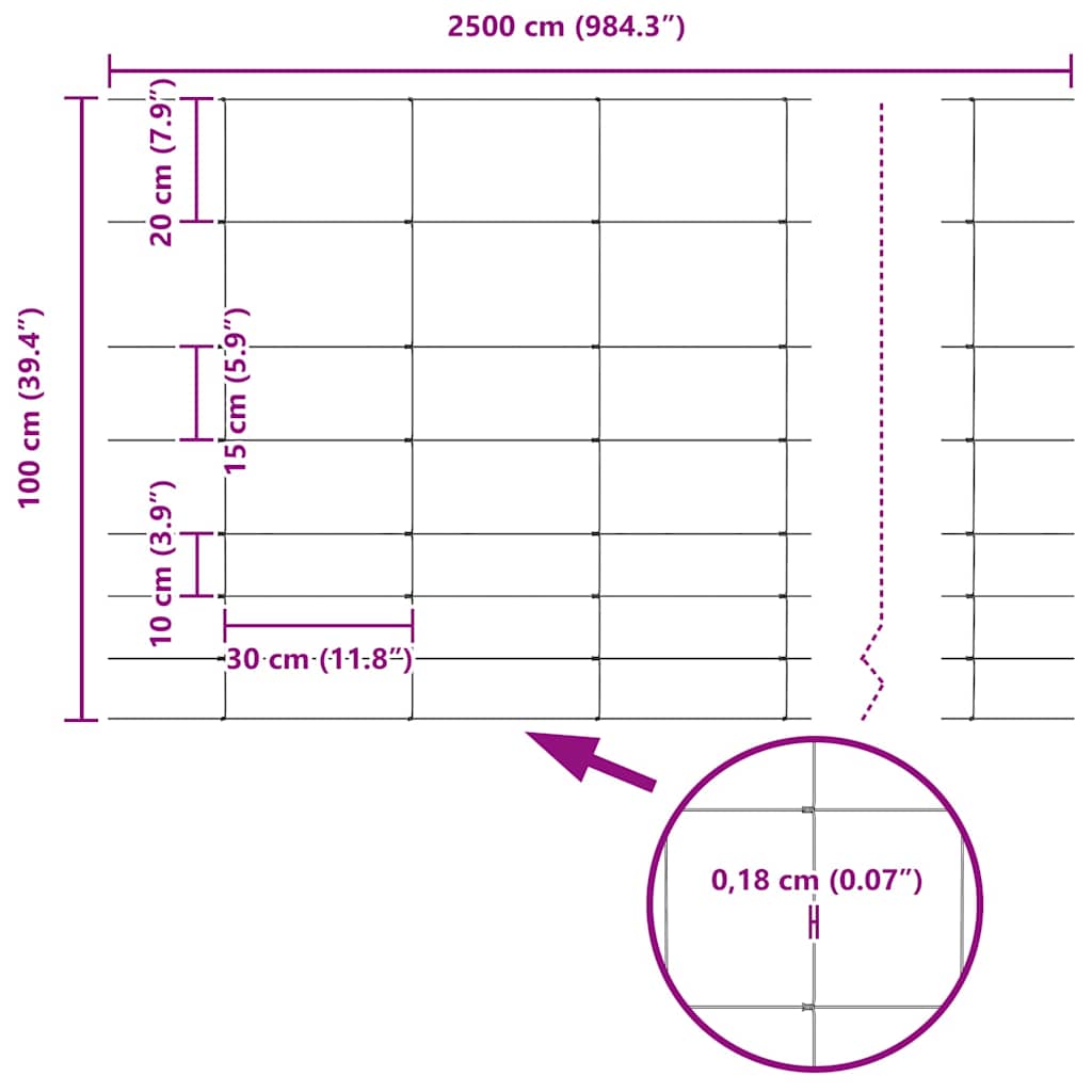 Temeljna zavarena žičana ograda 25 x 1 m (Š x V)