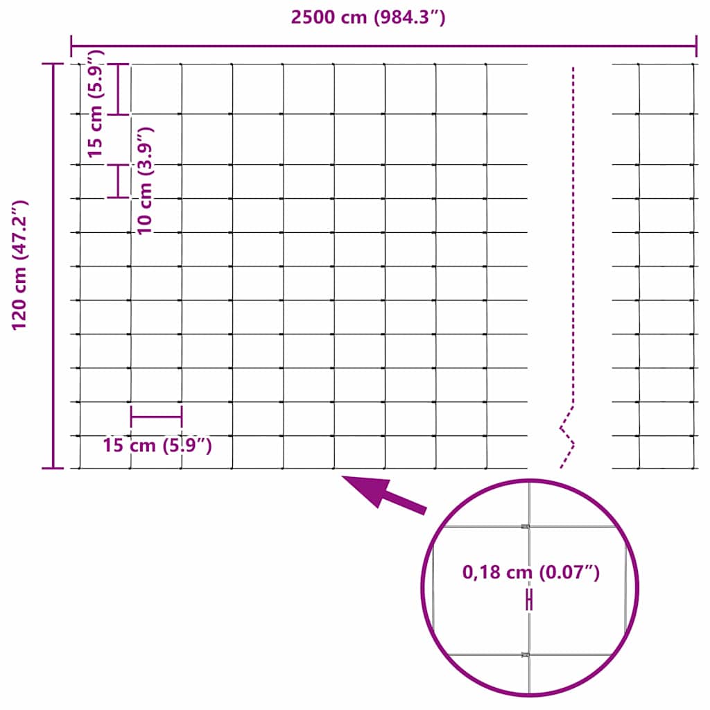 Temeljna zavarena žičana ograda 25 x 1,2 m (Š x V)