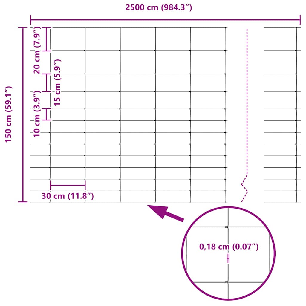 Temeljna zavarena žičana ograda 25 x 1,5 m (Š x V)