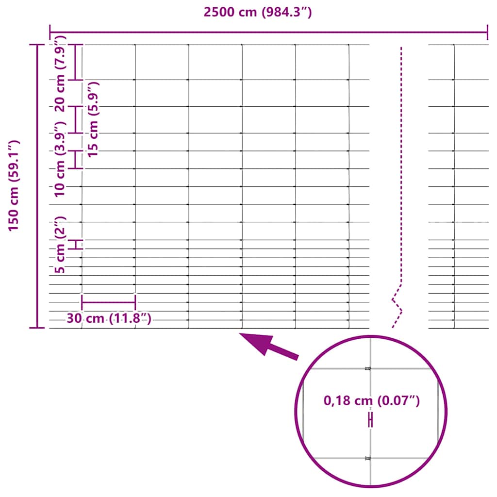 Temeljna zavarena žičana ograda 25 x 1,6 m (Š x V)