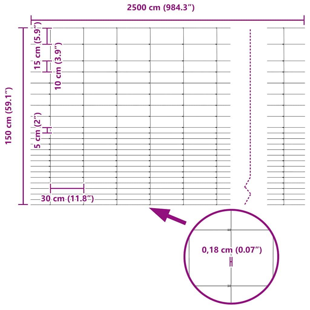 Temeljna zavarena žičana ograda 25 x 1,6 m (Š x V)