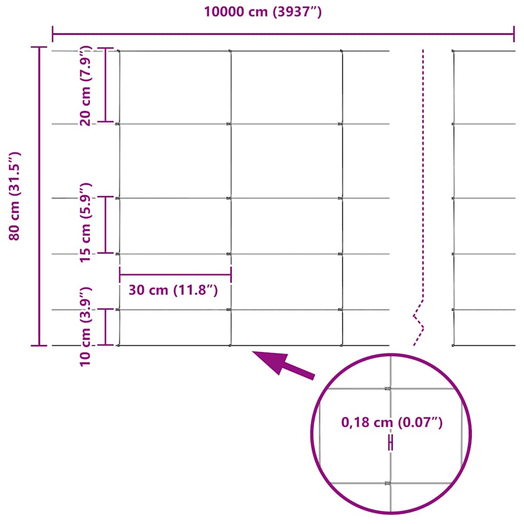 Temeljna zavarena žičana ograda 100 x 0,8 m (Š x V)