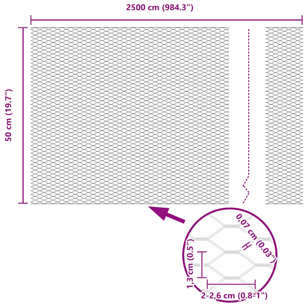 Temeljna zavarena žičana ograda 25 x 0,5 m (Š x V)