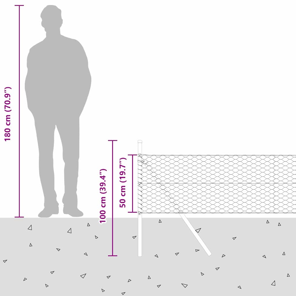 Temeljna zavarena žičana ograda 25 x 0,5 m (Š x V)
