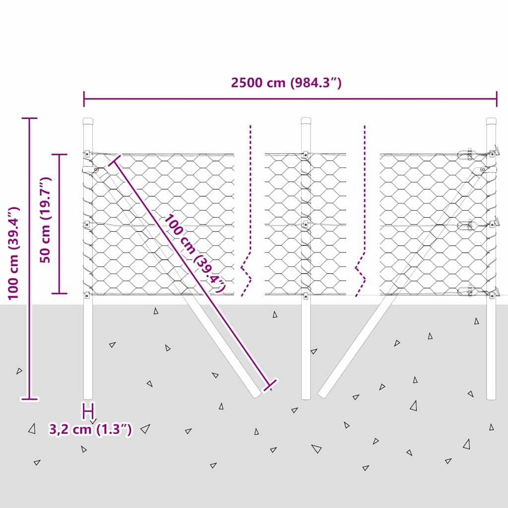 Temeljna zavarena žičana ograda 25 x 0,5 m (Š x V)