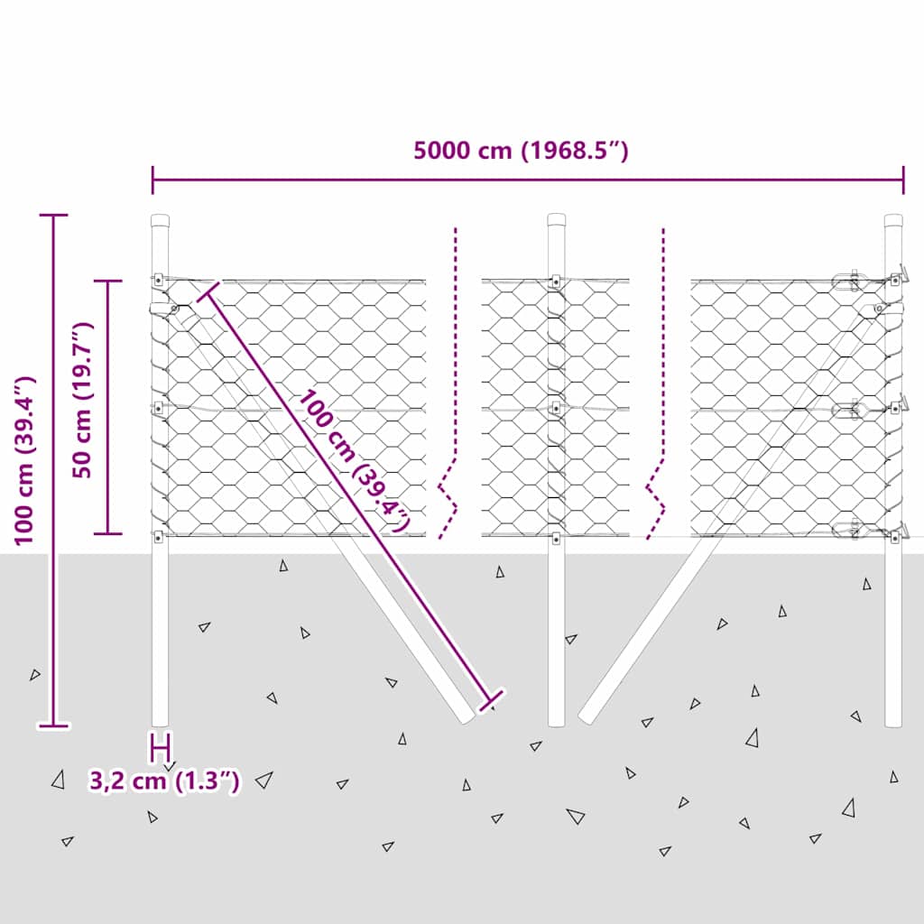 Temeljna zavarena žičana ograda 50 x 0,5 m (Š x V)