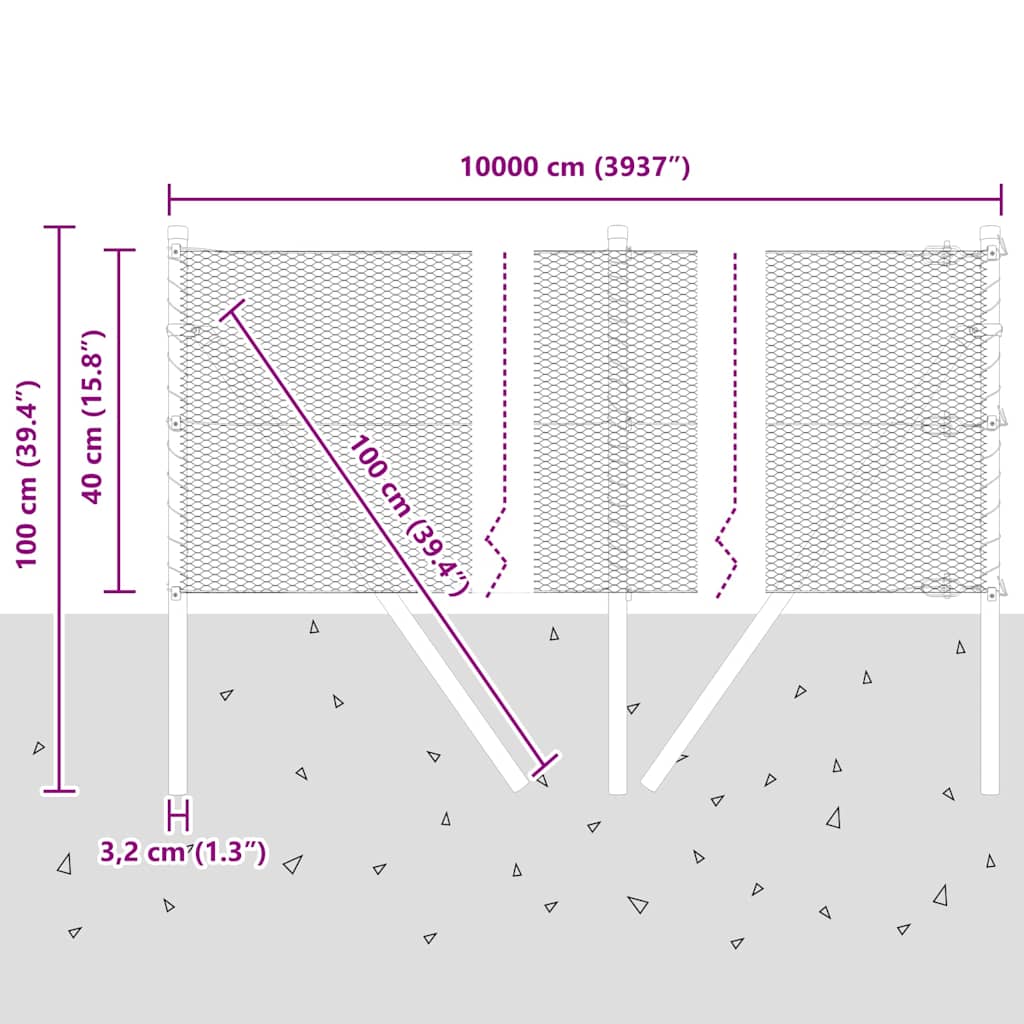 Temeljna zavarena žičana ograda 100 x 0,4 m (Š x V)