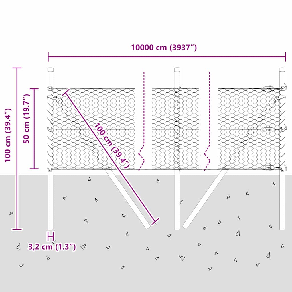 Temeljna zavarena žičana ograda 100 x 0,5 m (Š x V)
