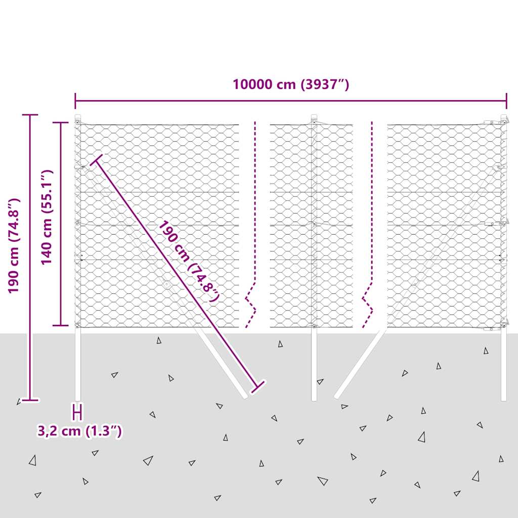 Temeljna zavarena žičana ograda 100 x 1,4 m (Š x V)