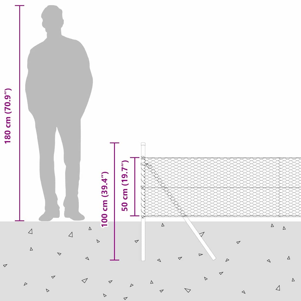 Temeljna zavarena žičana ograda 25 x 0,5 m (Š x V)