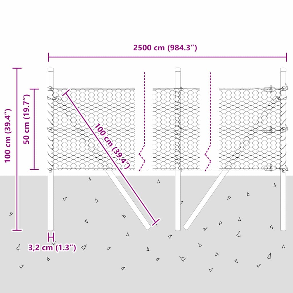 Temeljna zavarena žičana ograda 25 x 0,5 m (Š x V)