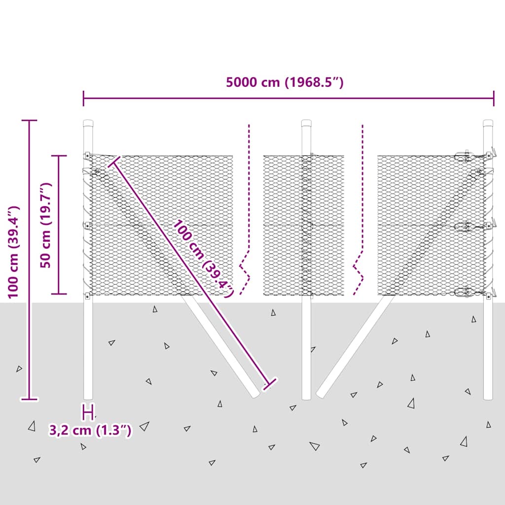 Temeljna zavarena žičana ograda 50 x 0,5 m (Š x V)