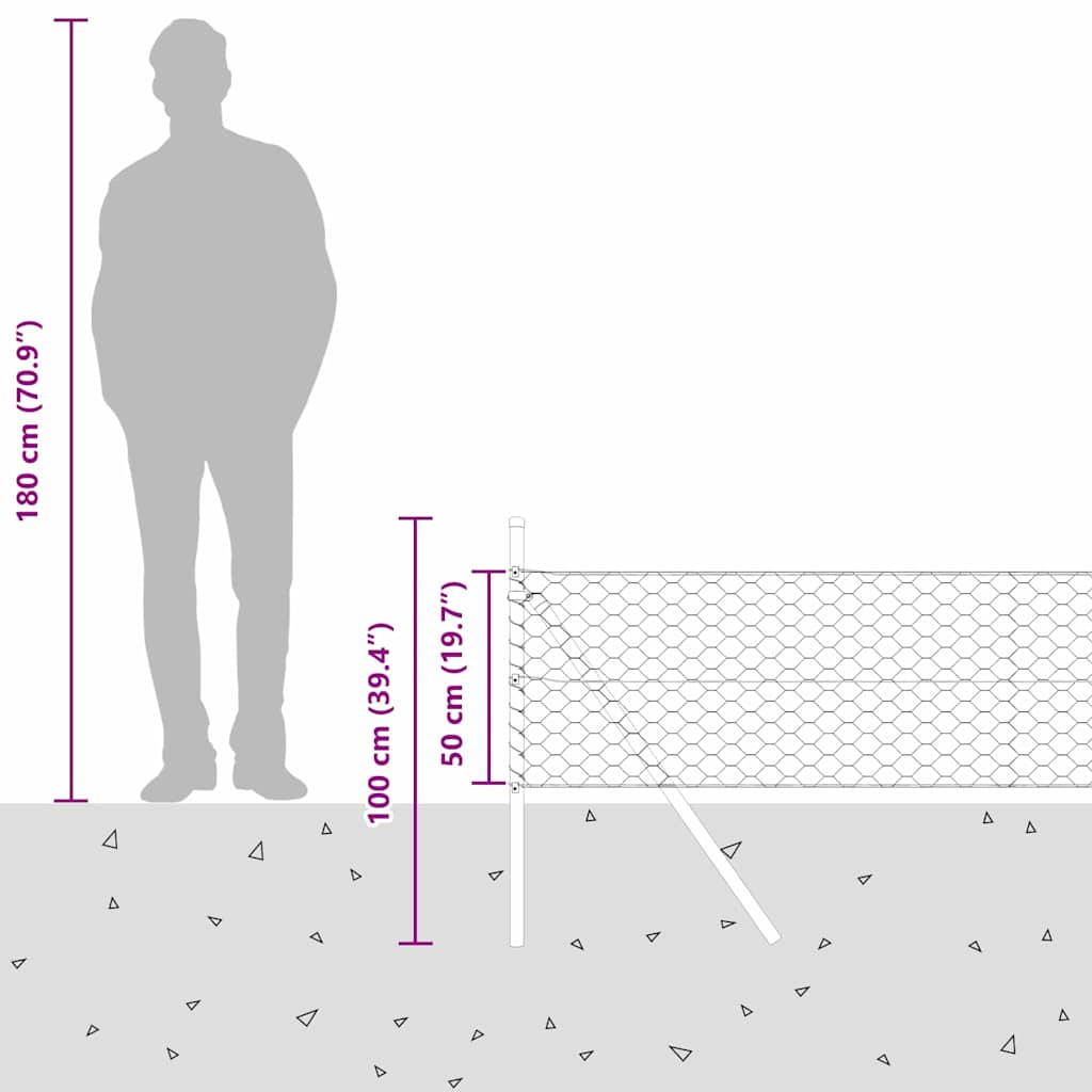 Temeljna zavarena žičana ograda 50 x 0,5 m (Š x V)