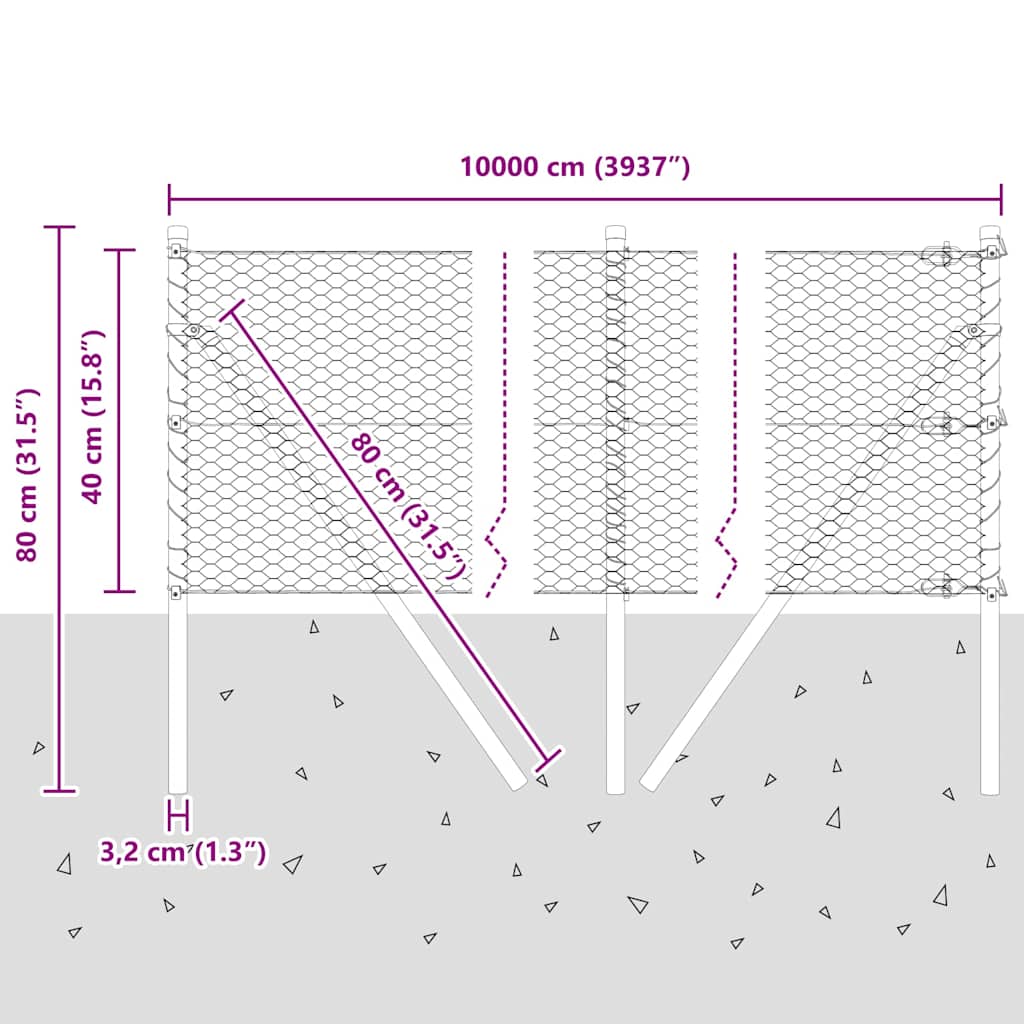 Temeljna zavarena žičana ograda 100 x 0,4 m (Š x V)